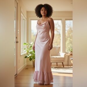 Sugarlips Pink Satin Maxi Dress